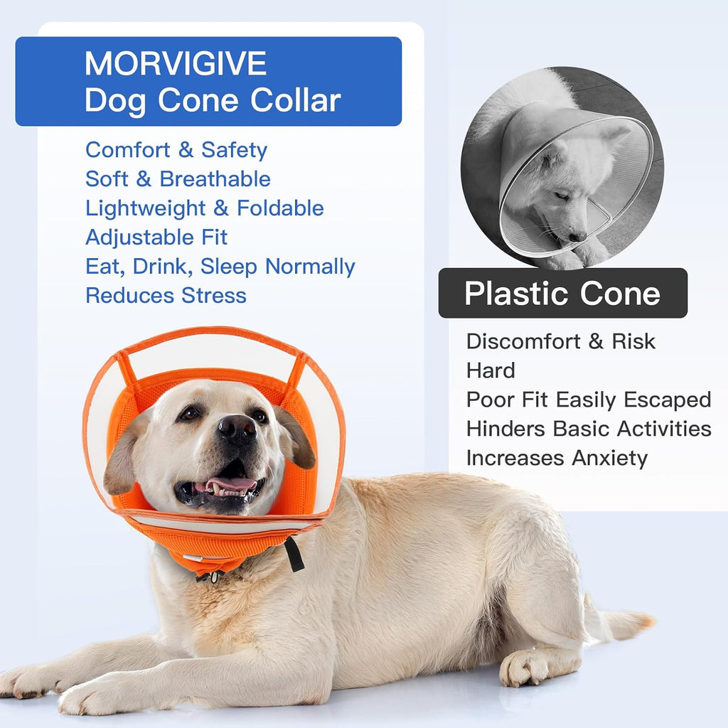 Soft Dog Cone Collar to Stop Licking - Adjustable for Small Dogs | Prevents Licking Wounds After Surgery & Skin Disease,Lightweight,Comfortable Elizabethan Recovery Cone (Orang,S)