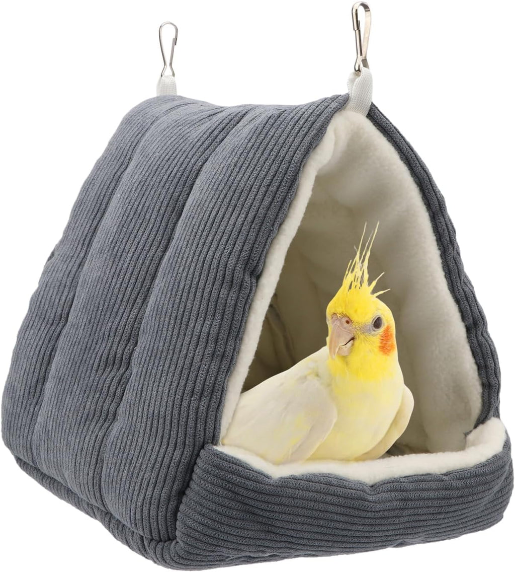 Winter Warm Bird Bed House for Cage, Hanging Hammock, Gray