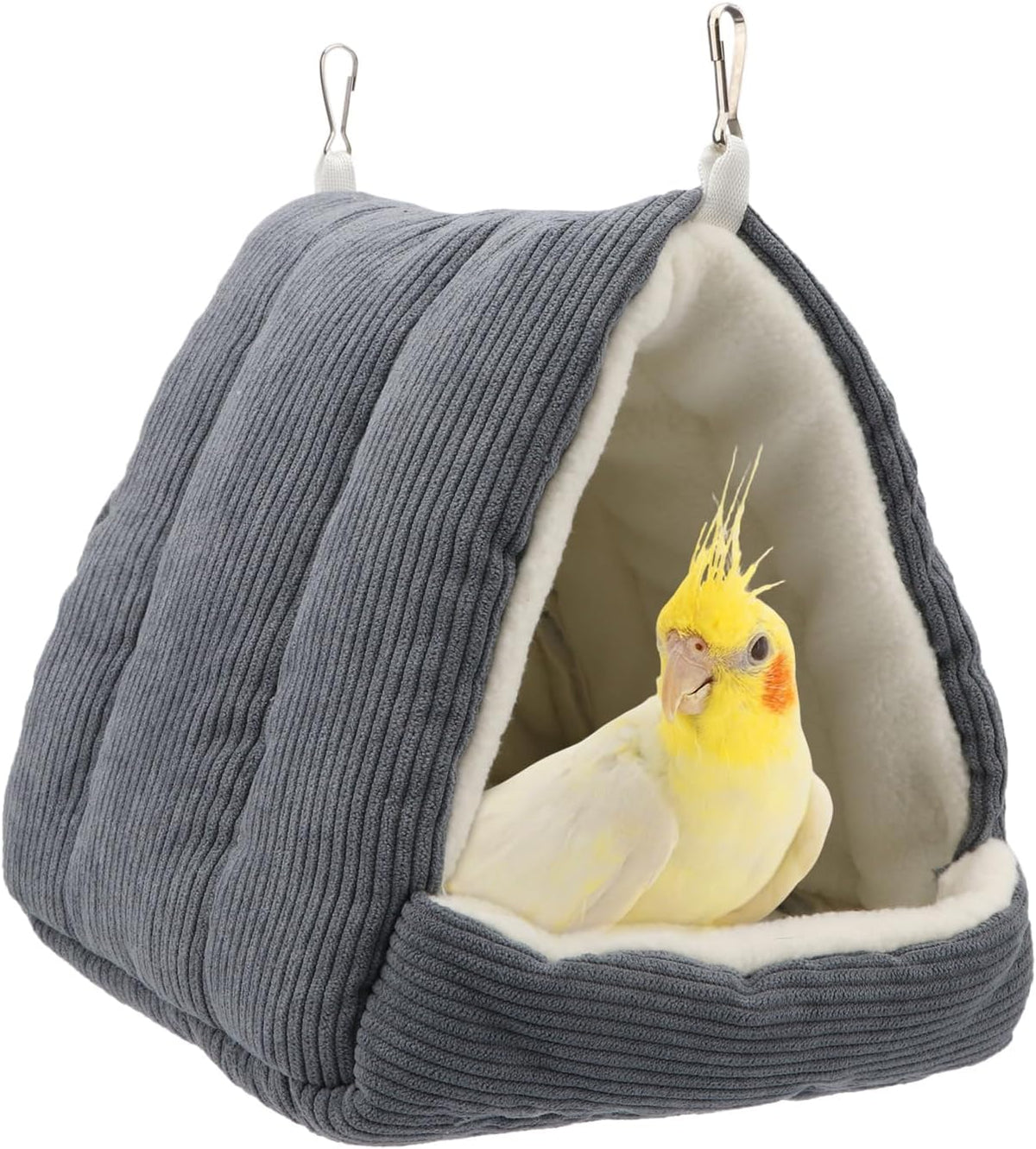 Winter Warm Bird Bed House for Cage, Hanging Hammock, Gray