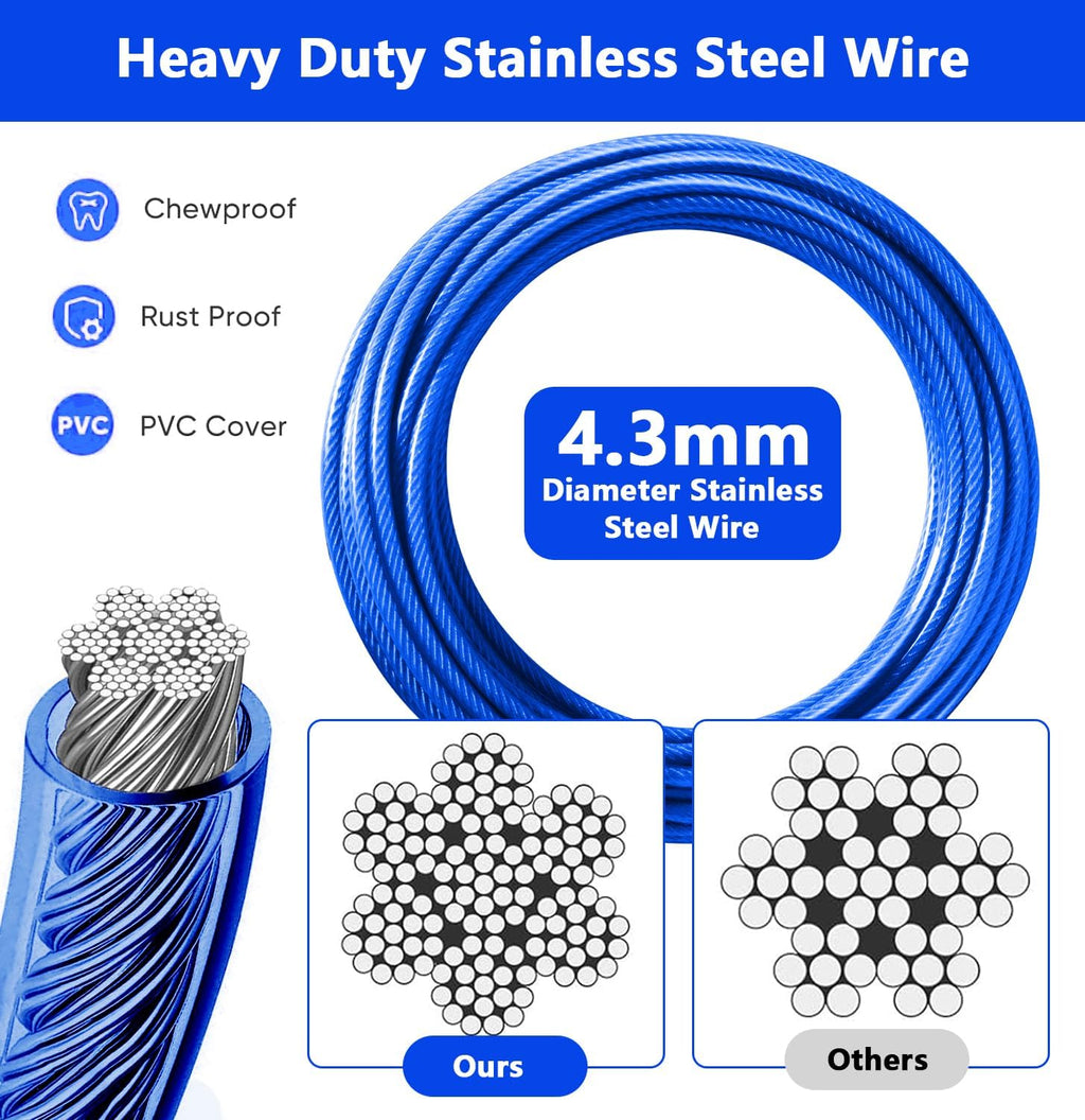 Heavy Duty Dog Tie Out Cable&Stake,30FT Dog Leads,Spiral Stake,Up to 200lbs