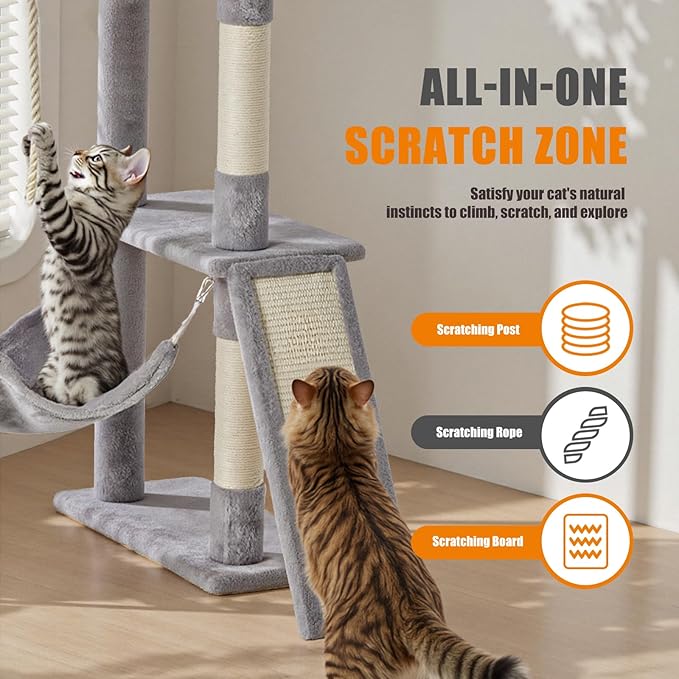 Sweetcrispy 63 inch Cat Tree Tower, Large Multi Level Cat Climbing Tower - Image 3
