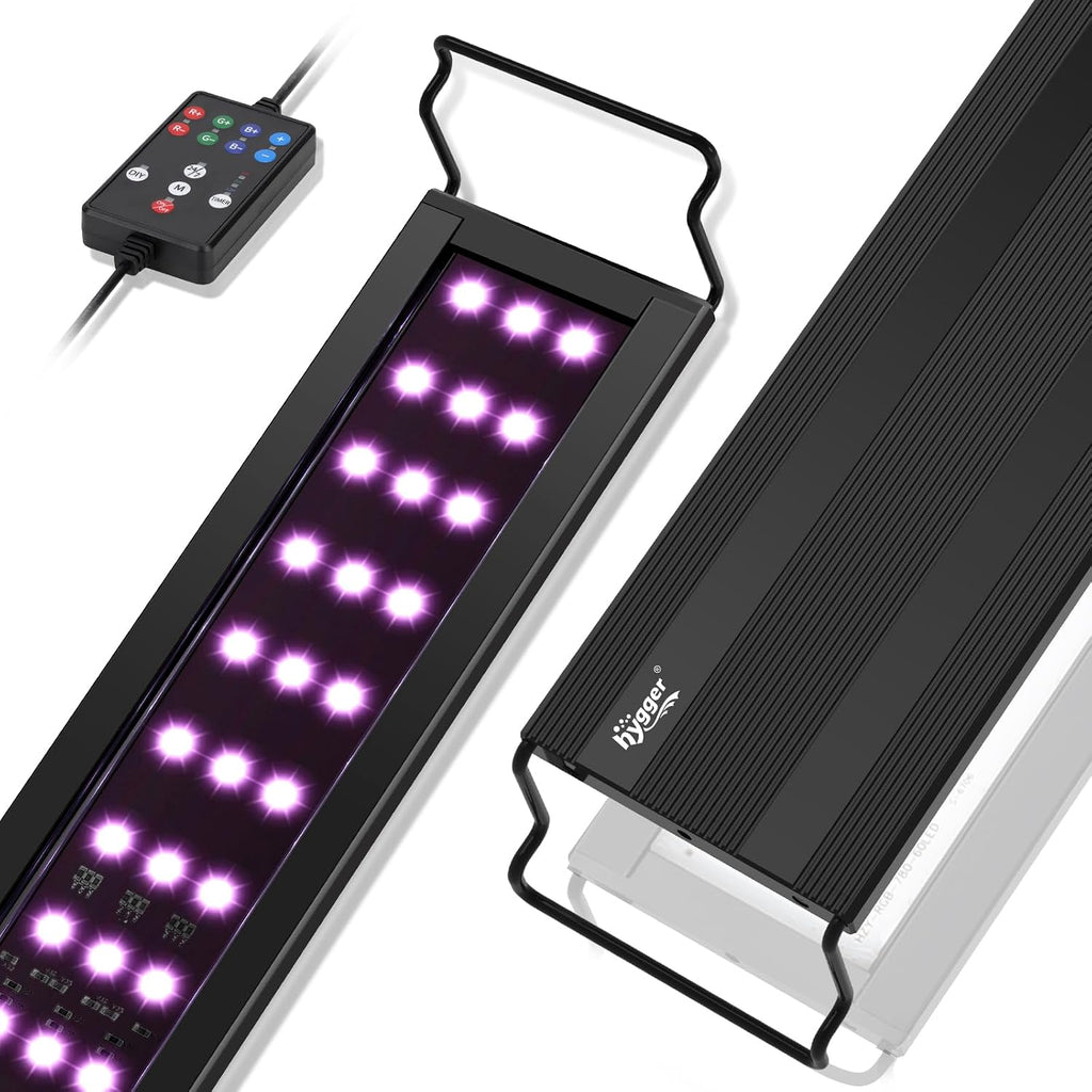 hygger LED Aquarium Light, 26W Full Spectrum Fish Tank Light with Multi-Color Timer DIY Mode 24/7 Natural Mode, Adjustable Brightness, Aquarium Plant Light with Extendable Brackets for 32~37IN Tank