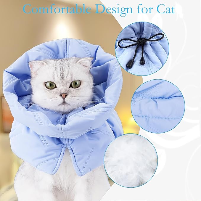 Cat Recovery Collar, Soft Adjustable Cat Cone Alternative, Lightweight - Image 2