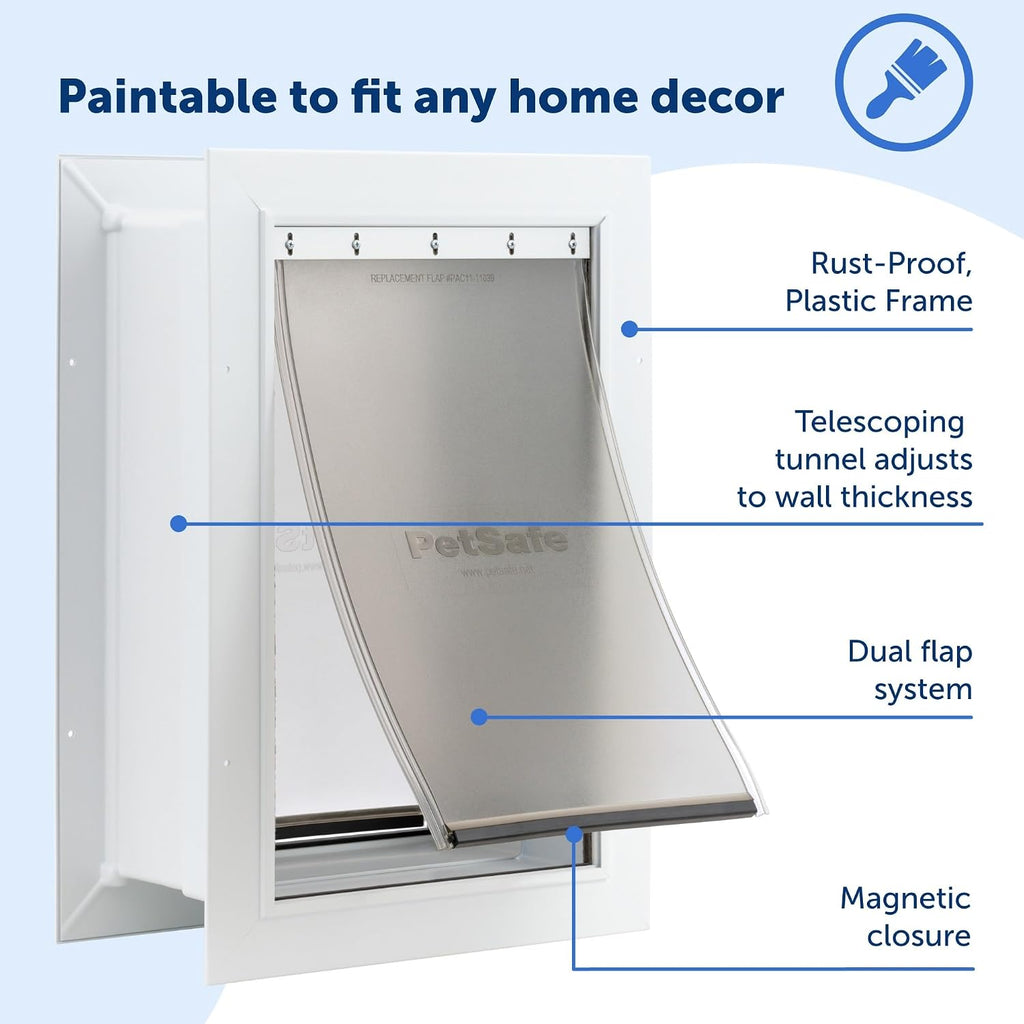 PetSafe Wall Entry Pet Door, Telescoping, Dogs up to 15 lb, Small