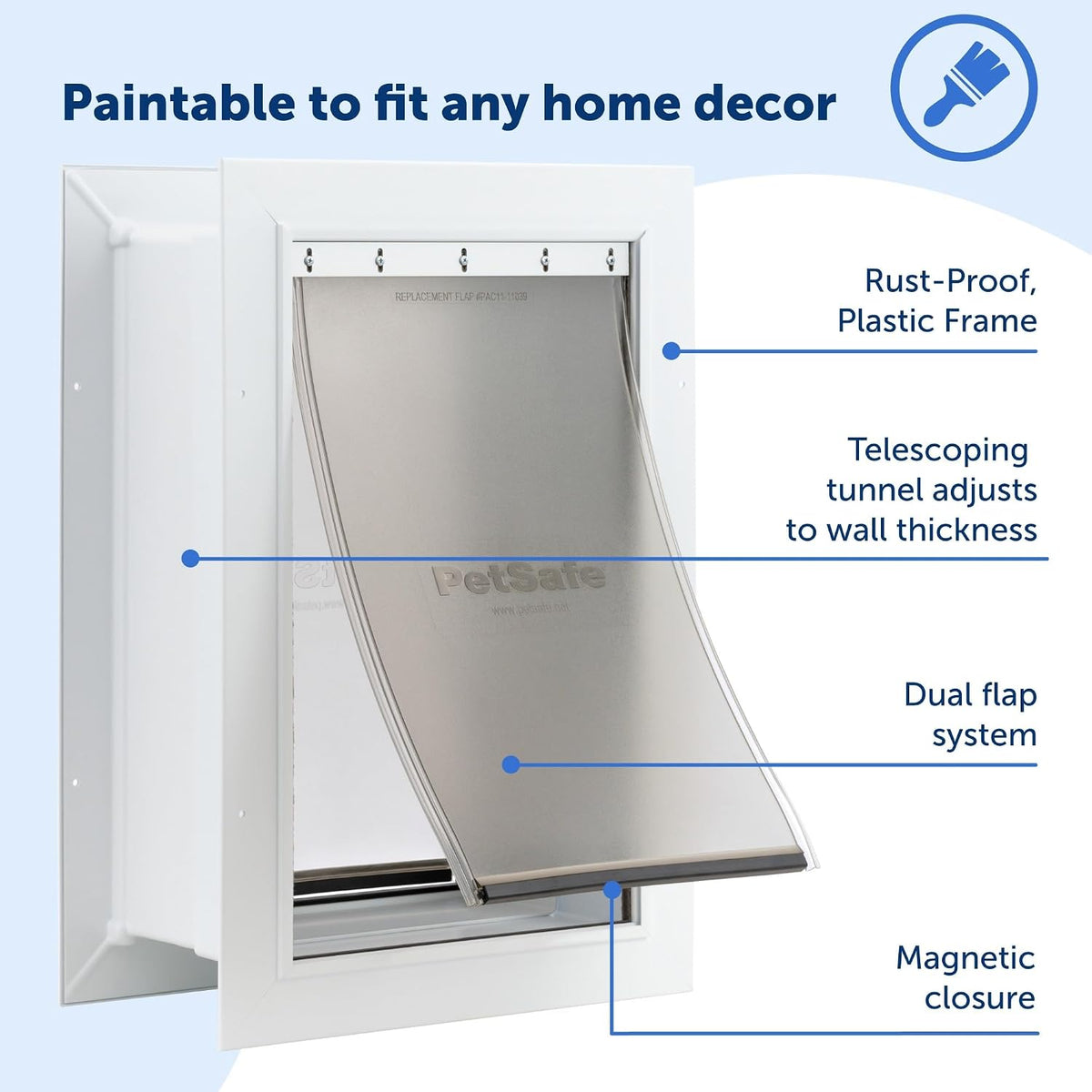 PetSafe Wall Entry Pet Door, Telescoping, Dogs up to 15 lb, Small