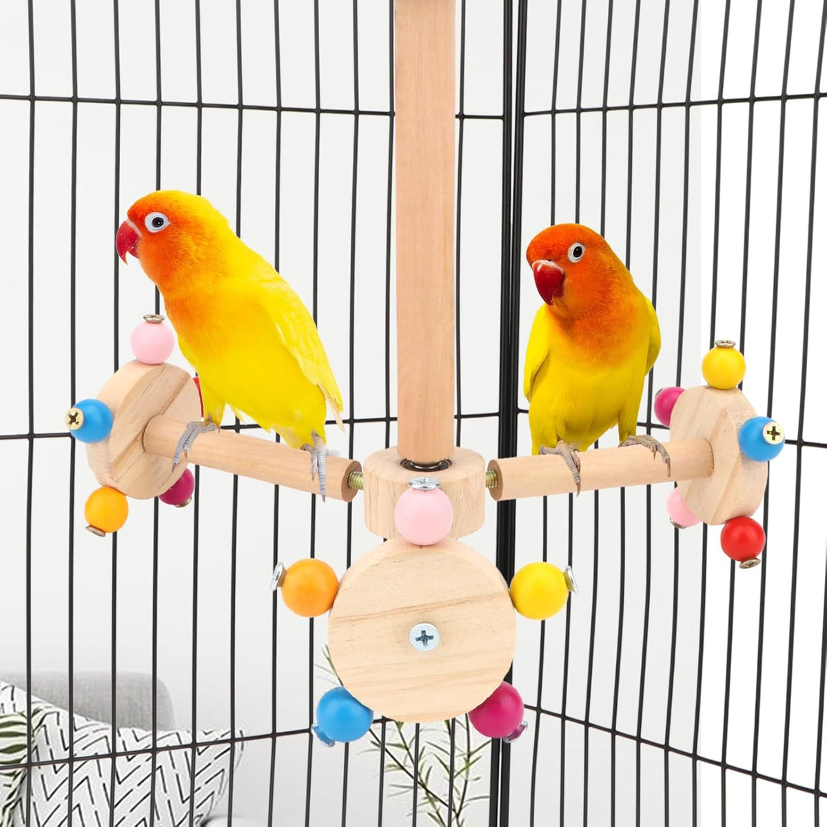Hypeety 360° Rotating Bird Perch Stand Wooden Exercise Toy for Parrots
