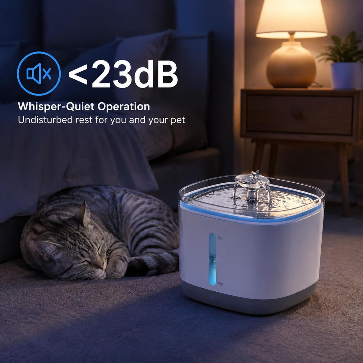 Smart Pet Water Fountain, 2.5L with Wireless Silent Pump & APP Control