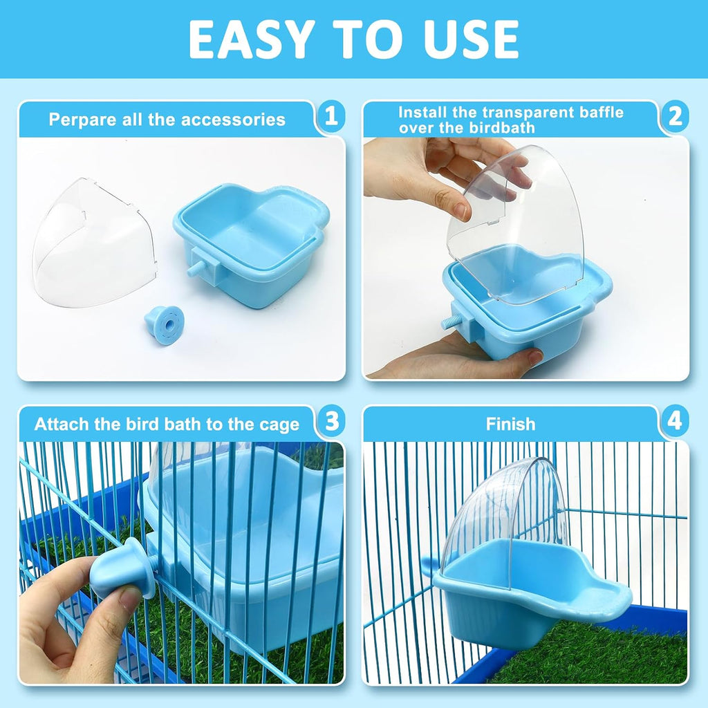 Bird Bath Box Hanging Birdbath Toy Parakeet Caged Bathing Tubs