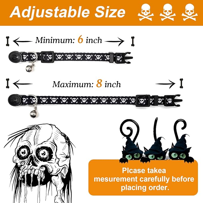azuza 4 Pack Halloween Kitten Collar Breakaway, Quick Release Safe Buckle - Image 3