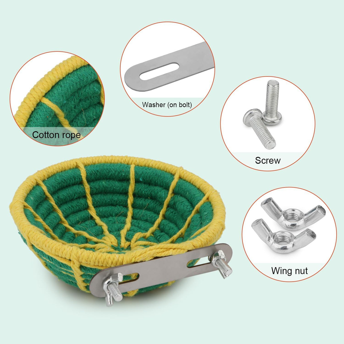 Hypeety Bird Breeding Nest Handmade Cotton Rope Bird Hatch House, Green