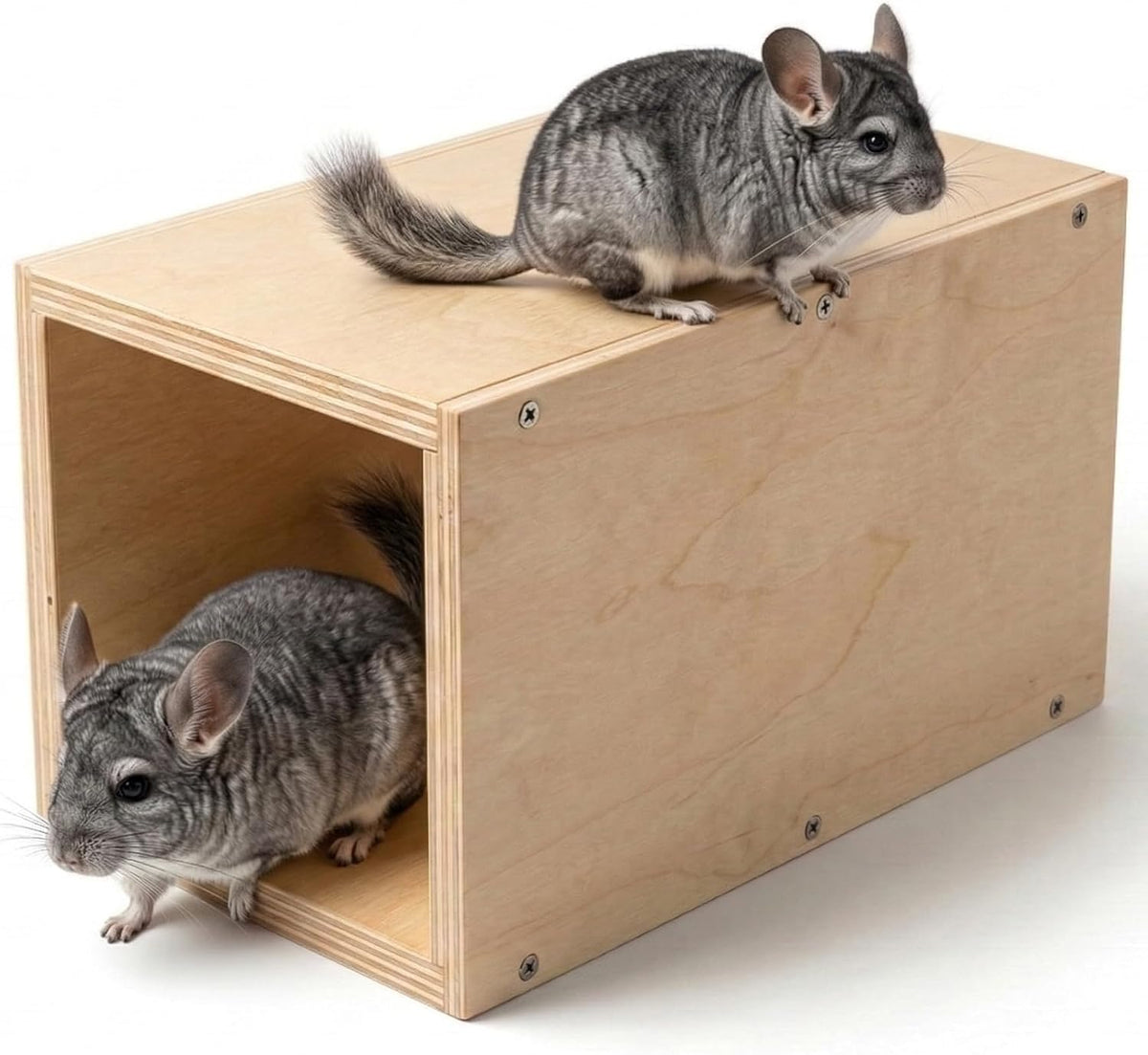 Chinchilla Hanging Wooden Tunnel Toys, Small Animals Tubes Tunnel Habitat, Chinchilla Squirrel Guinea Pig Rat Cage Accessories (Brown-A)