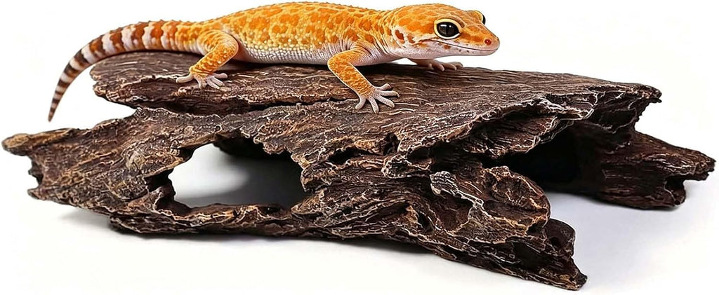Tfwadmx Leopard Gecko Hide,10"Reptile Hideout Resin Hollow Log for Aquarium