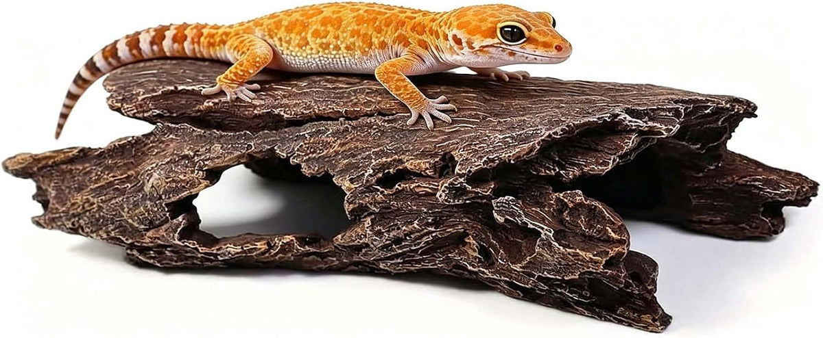Tfwadmx Leopard Gecko Hide,10"Reptile Hideout Resin Hollow Log for Aquarium