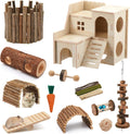 19 Pcs Hamster Cage Accessories Chew Toys Set, Luxury Villa