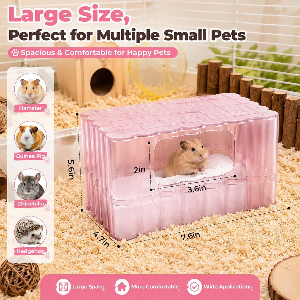 Hamster Sand Bath Container, Small Animal Dust Bath House with Scoop, White