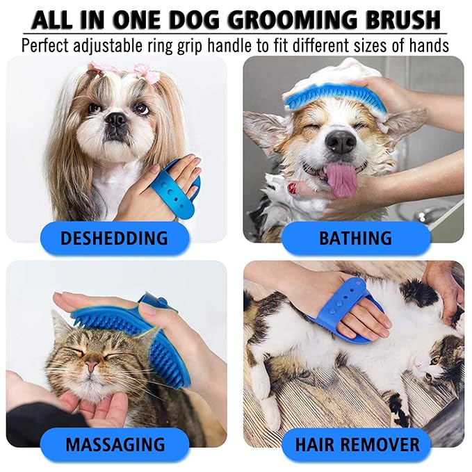 Dog Grooming Brush, Pet Shampoo Bath Brush Dog Grooming Shedding Brush Soothing - Image 5