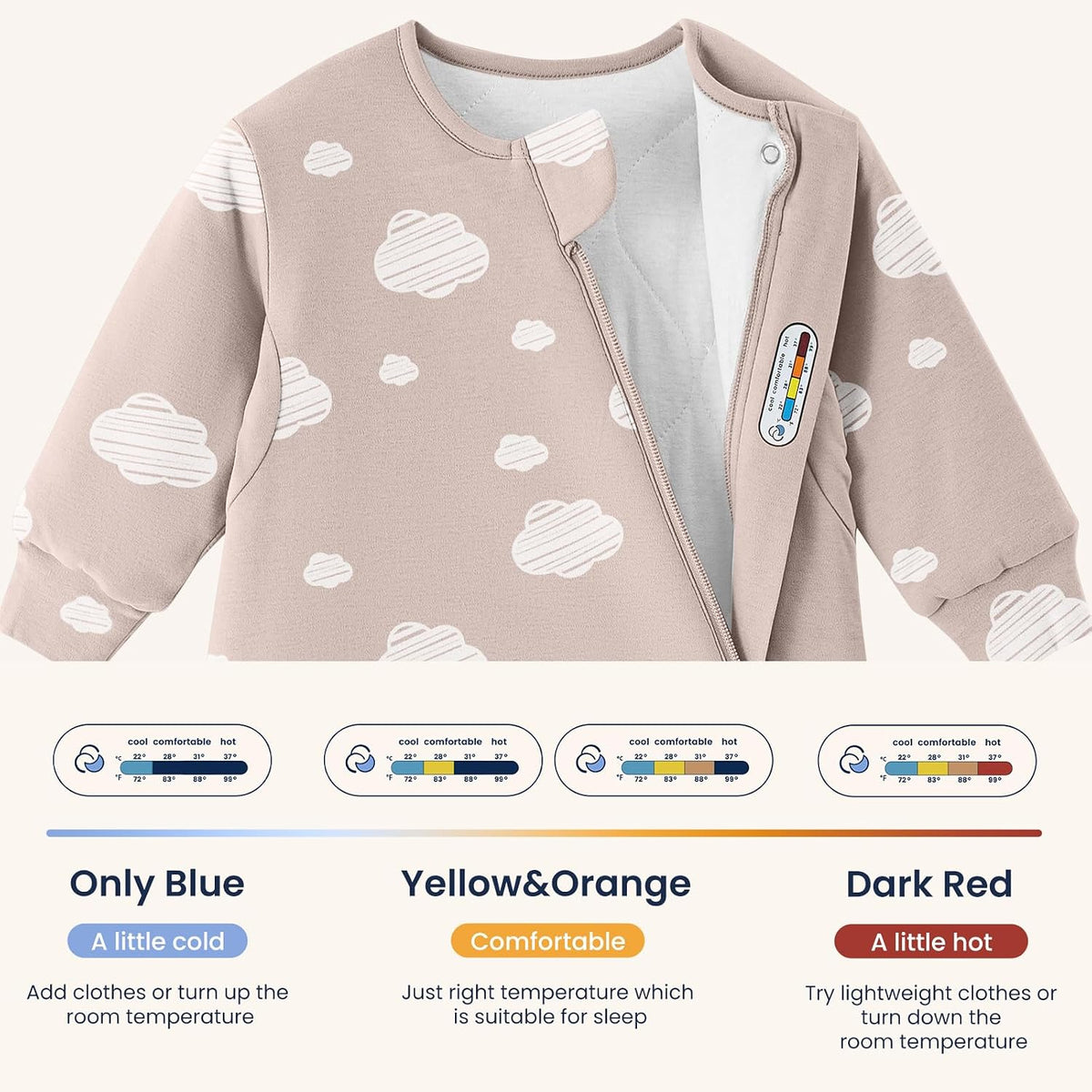 KaiyaBaby Organic Cotton Baby Sleep Sack, Long Sleeve 2.5 TOG, 6-18M