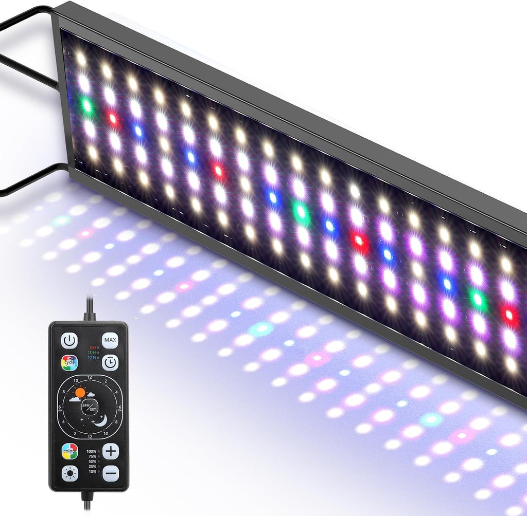 hygger Aquarium LED Light Fish Tank Full Spectrum Lighting with 24/7 Day-Night Cycle Mode & Auto On/Off Timer, 7 Colors Options, Dimmable, Extendable Bracket for 12~18inch Freshwater Plant Tank