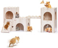 Large Hamster Hideout, Wooden Double-Decker Castle with Climb Ladder
