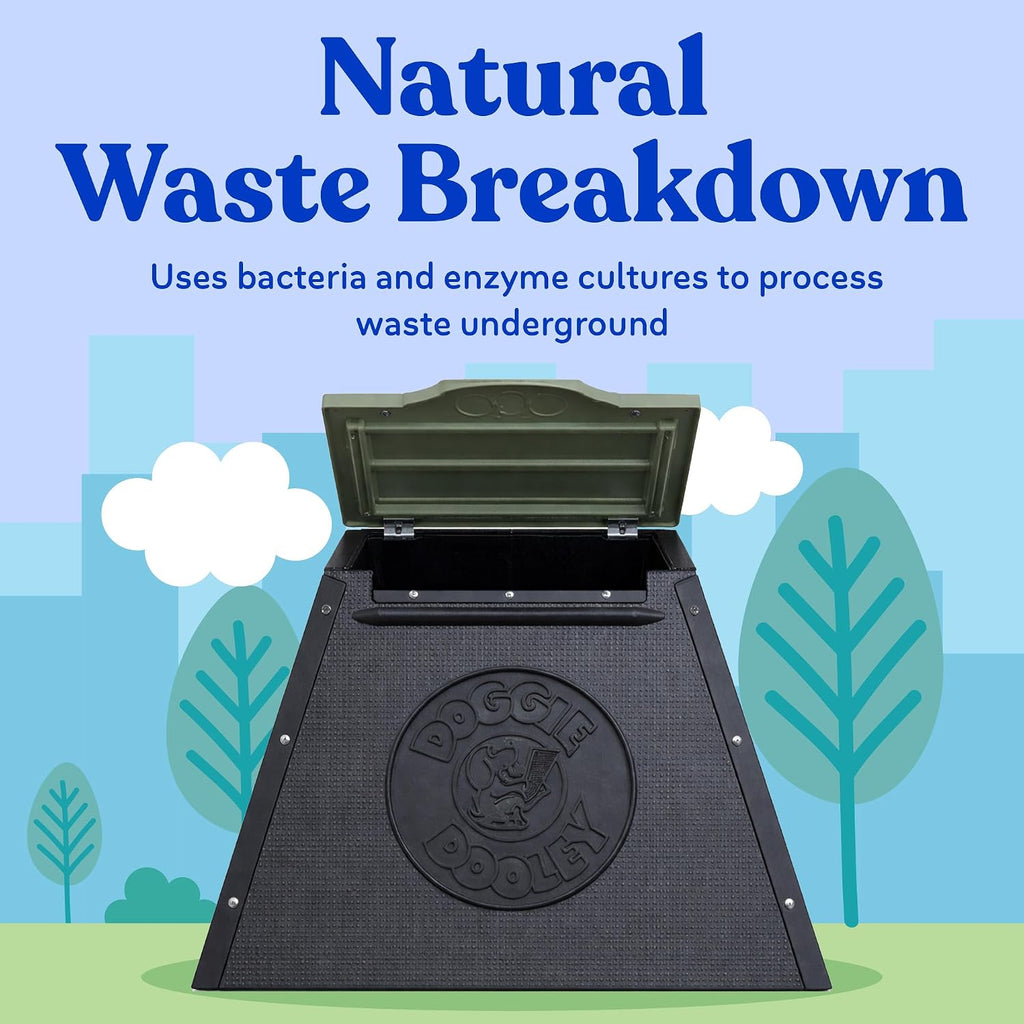 Doggie Dooley Pet Waste Digester - Leach-Bed Style - Black with Silver Lid
