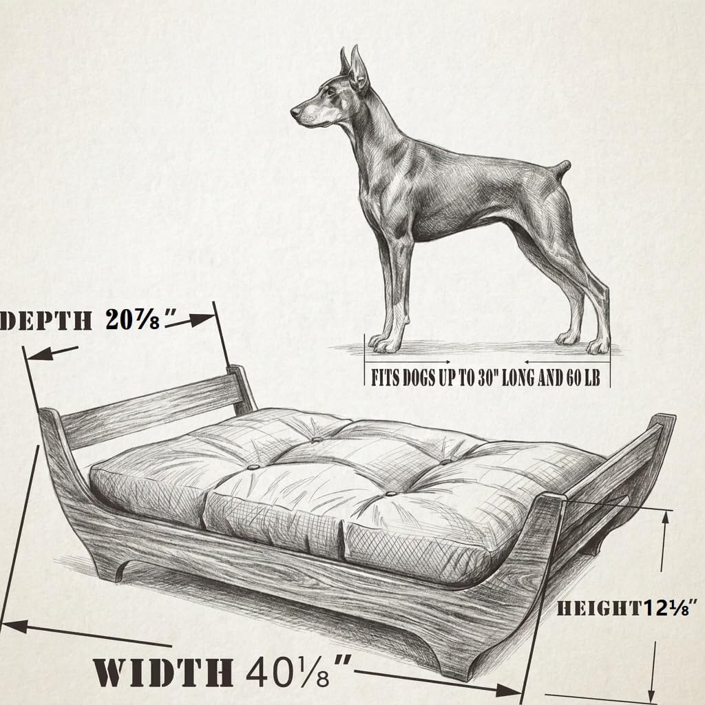 Perugina Wood Elevated Dog Bed Frame Mat Set,WalnutPattern,60lb