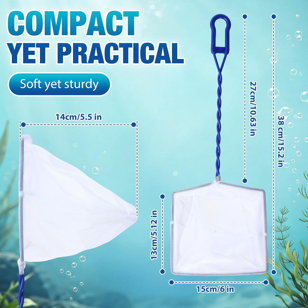 4 Pcs 6 Inch Aquarium Fish Net Soft Mesh for Fish Tank