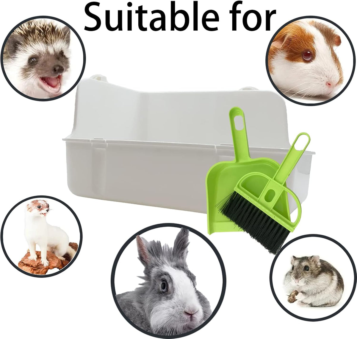 11Pcs Rabbit Litter Box Toilet,Bunny Corner Litter Bedding Plastic Square Grate Guinea Pig Bunny Ferret Hamster Hedgehog, Potty Trainer Bedding Box for Guinea Pig Ferret Hamster Hedgehog (White)