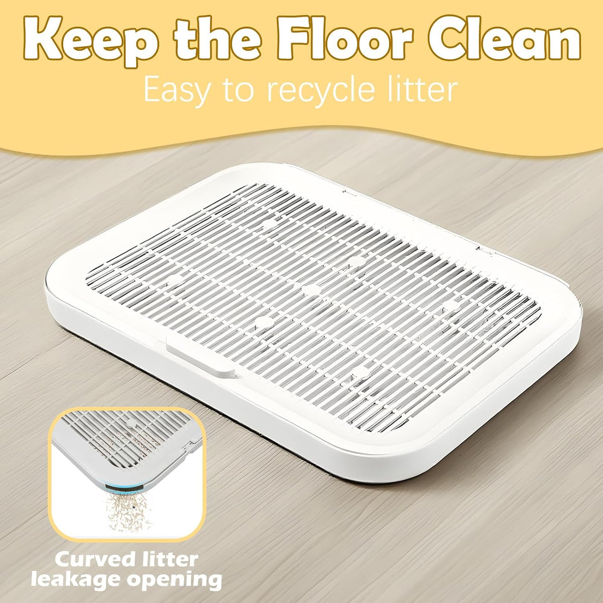Cat Litter Mat Litter Box Mat with a Flip-top Lid,Extra Large Double-Layer Trapping Mats for Kitty,XL Cat Trapping Pad with Non-Slip Base,Durable,Waterproof,Washable,Easy to Clean (Grey)