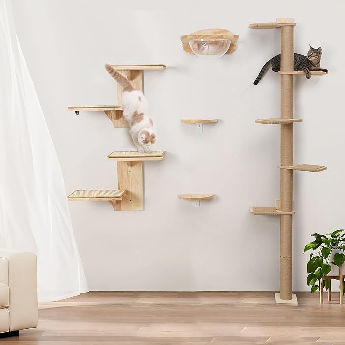 FUKUMARU Cat Wall Shelves, 2 Platform Kitten Wall Furniture, Tree Shape - Image 9