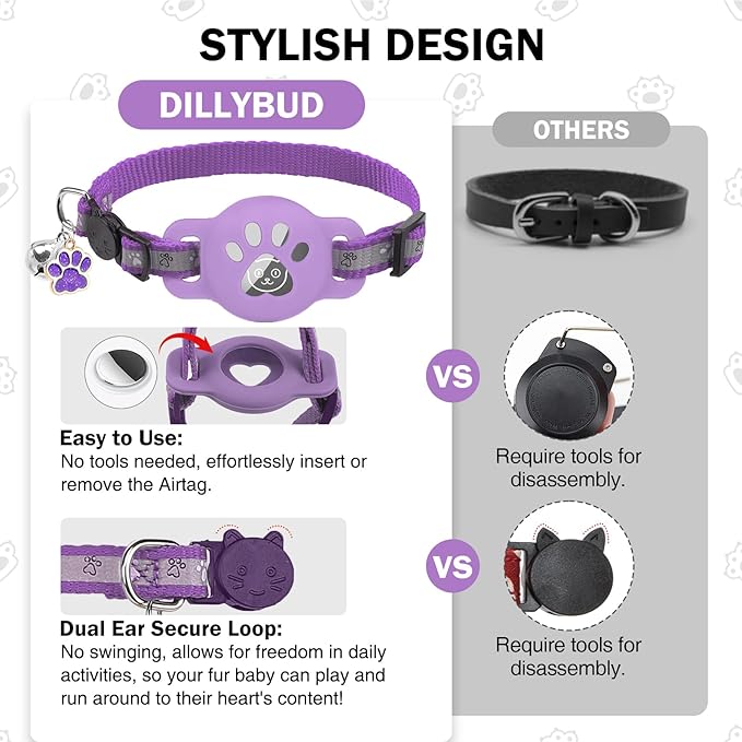 Airtag Cat Collar Breakaway, Reflective Kitten Collar - Image 8