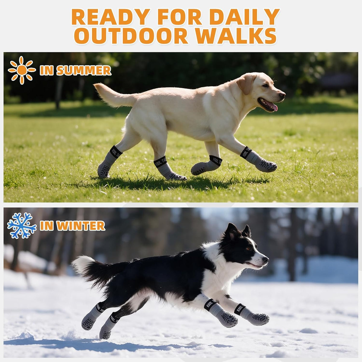 KOOLTAIL Non Slip Dog Socks to Prevent Licking Paws, Shoes for Hot Pavement