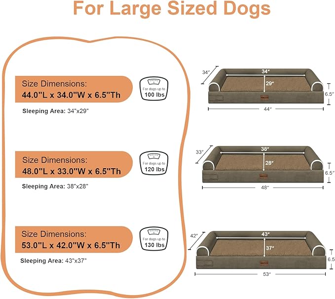 Large Dog Bed Orthopedic Washable: Jumbo Dog Bed Bolster Extra Large Dogs Egg - Image 6