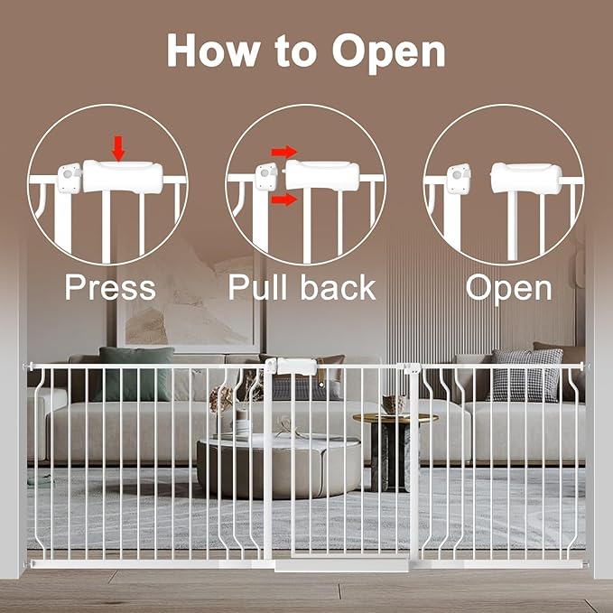 WAOWAO 71.65-85.03" Baby Gate Extra Wide Pressure Mounted Walk Through Swing - Image 3