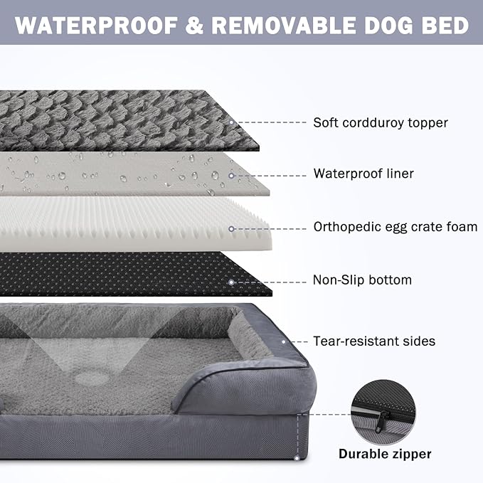 INVENHO Orthopedic Dog Bed Medium Size Dog, Waterproof Egg-Crate Foam Couch - Image 4
