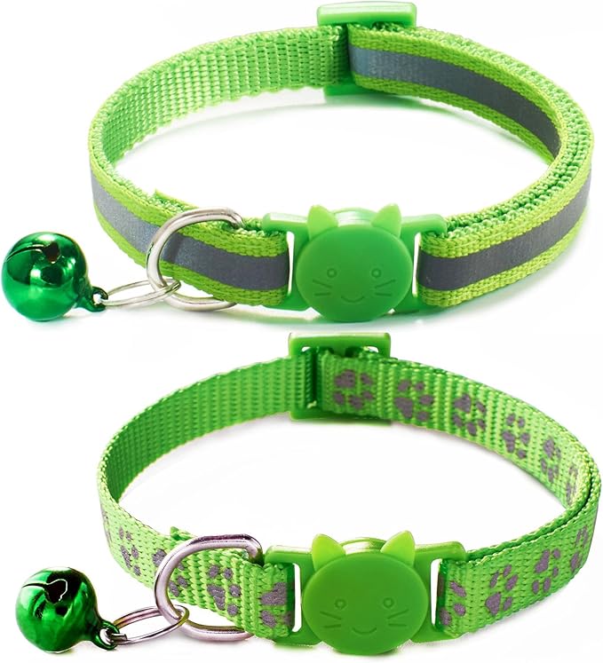 FluorescentCat Collar with Bells, Hot Pink Break Away Kitten Collar with Bells by HimyBB