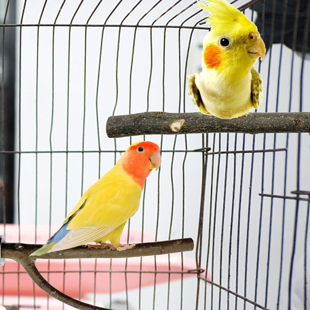 Bird Parrot Perch Set - 10PCS Natural Wood Parakeet Stand, Fork, Rod, Paw Grinding Stick for Budgies, Cockatiels, Conure, Lovebirds