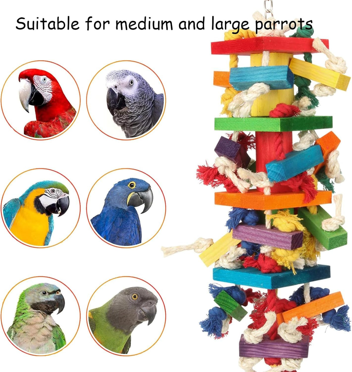 Extra Large Bird Parrot Toys for Macaws, African Greys, Amazons