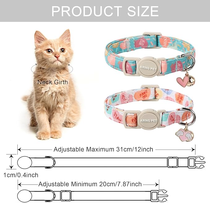 ARING PET 2 Pack Valentine's Day Cat Collars-Cute Heart Cat Collar Breakaway - Image 6