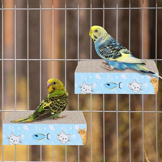 2 PCS Bird Chew Toy Parrot Cage Perch Cardboard Platform Bird Paw Grinding Stand - Image 5