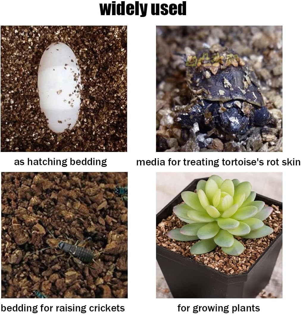 Hamiledyi Reptile Substrate Vermiculite Bedding Snake Hibernant moisturizing Soil Terrarium Bedding for Snake Tortoise Lizard Hatching Eggs(4.2Quart/4L) (Pack of 2)