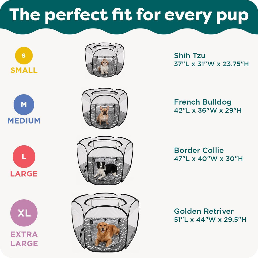 FurHaven Soft-Sided Dog & Cat Playpen, Portable Foldable Indoor & Outdoor Pet Playpen with Mesh Windows & Zippered Door, Gray Pebbles, Extra Large