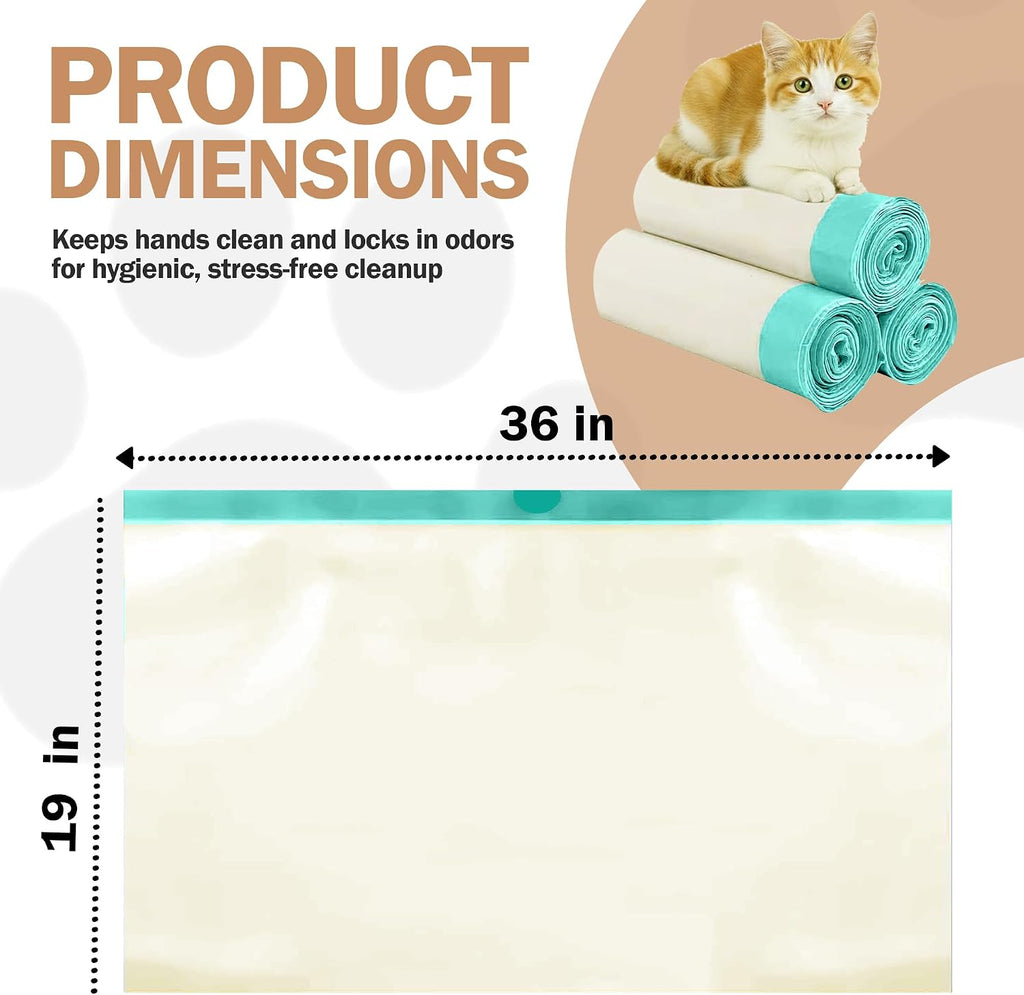 Extra Thick Jumbo Cat Litter Box Liners 36x19 Inches, 25 Bags
