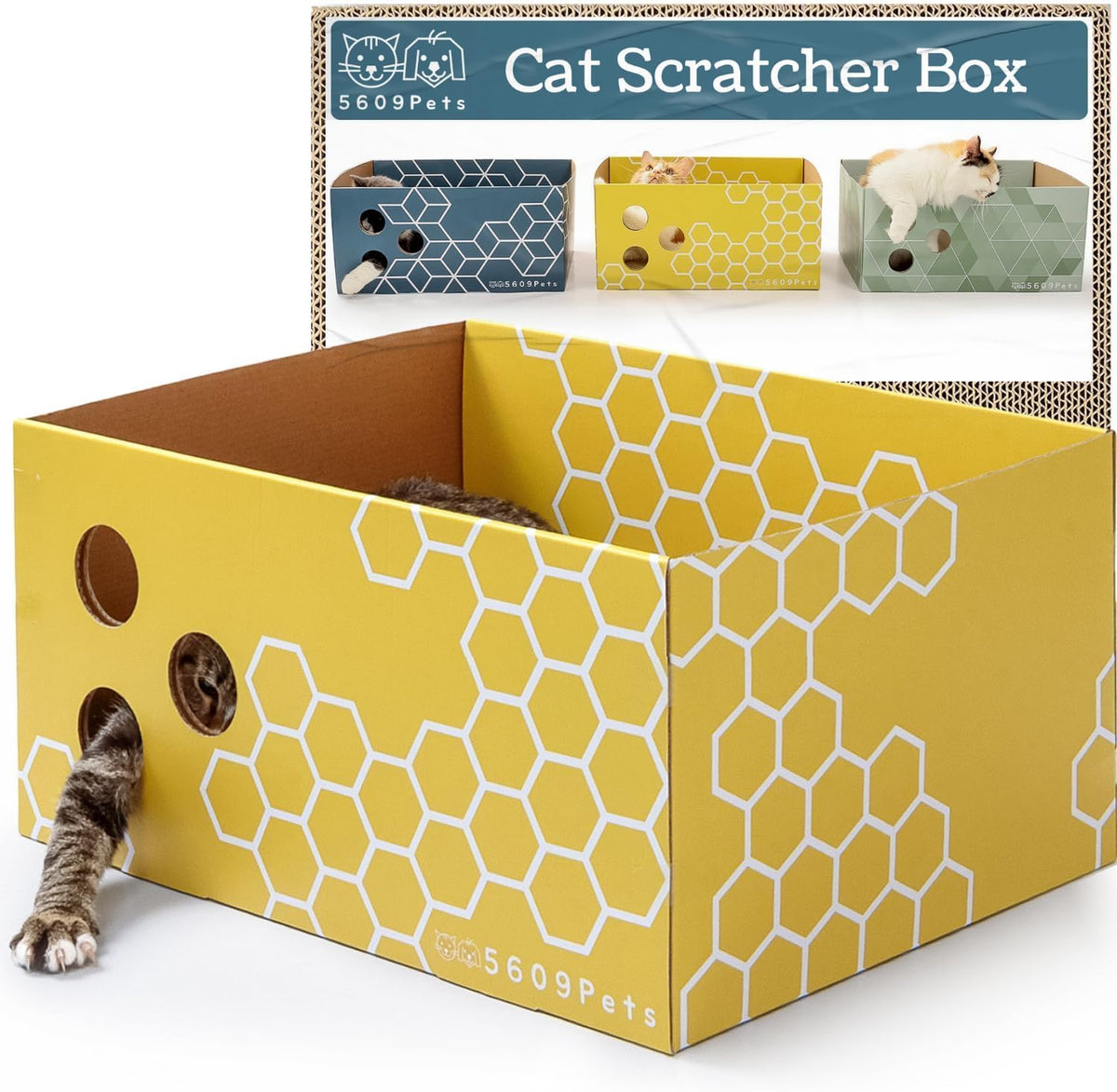No-Mess Cardboard Cat Scratcher Box - Refillable Double-Sided Scratch Pad