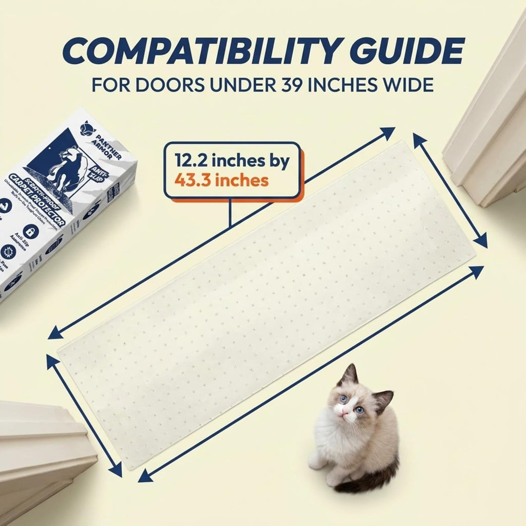 Panther Armor Cat Carpet Protector, Clear Plastic Runner Mat 12 x 43 in