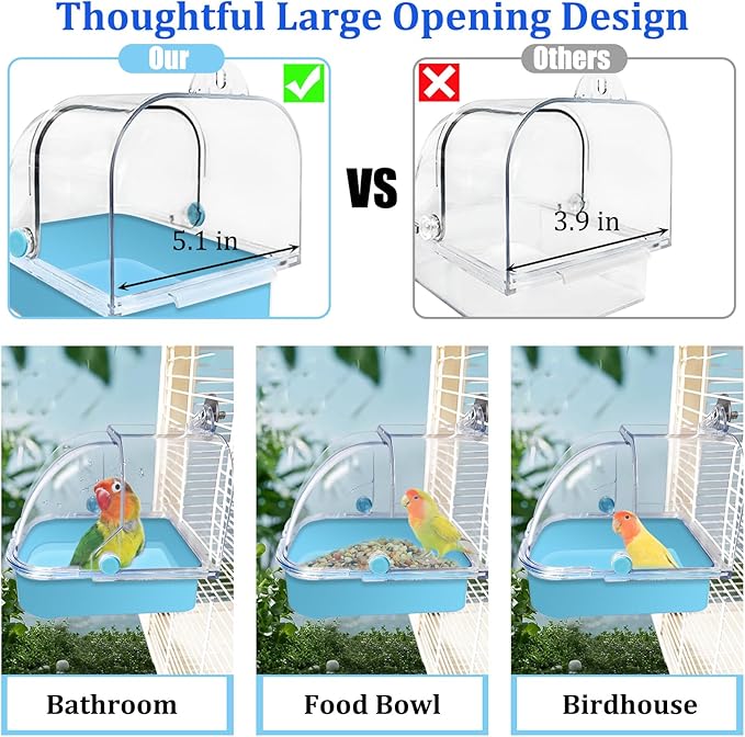 Tfwadmx Bird Cage Bath Hanging Bird Bath Supplies Parrot Bath Tub Water Shower - Image 4