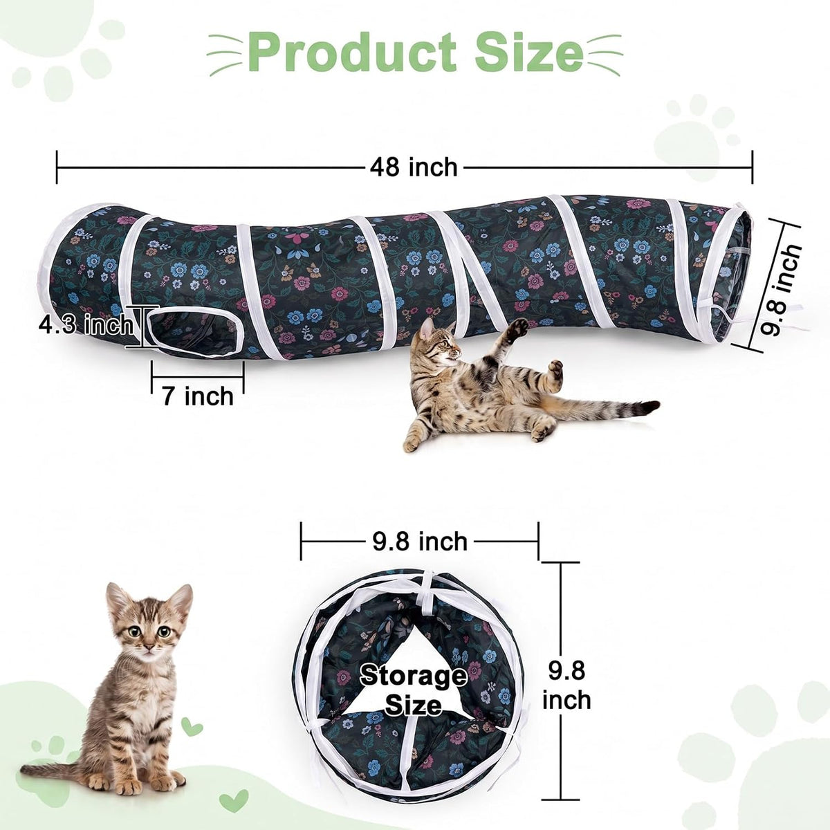 Glittme S-Shape Cat Tunnel, Foldable Cat Tunnels for Indoor Cats