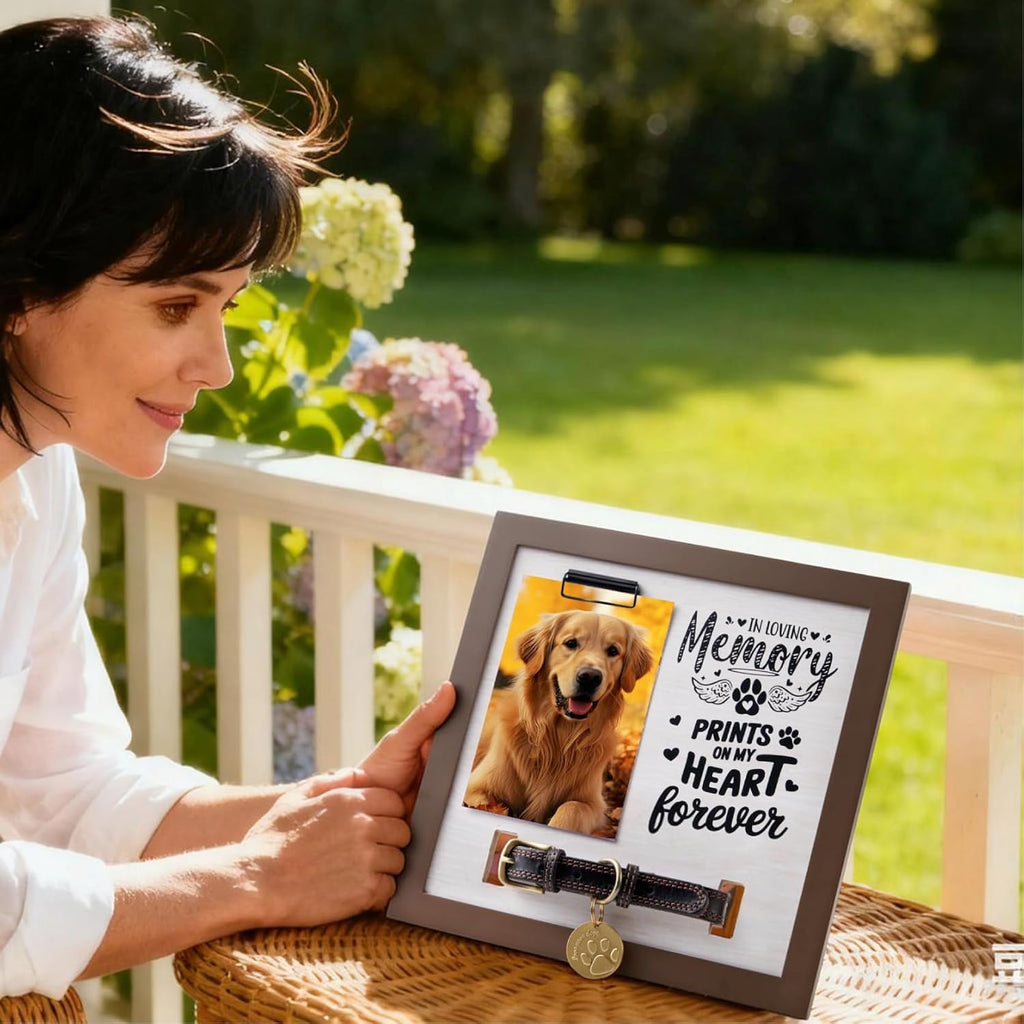 Dog Memorial Gifts for Loss of Dog, Pet Memorial Frame with Collar Holder