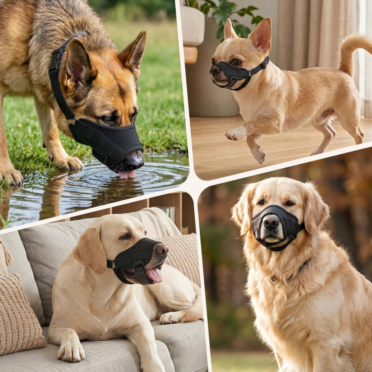 Soft Dog Muzzle for Large Medium Small Dogs, Adjustable Breathable No Bite