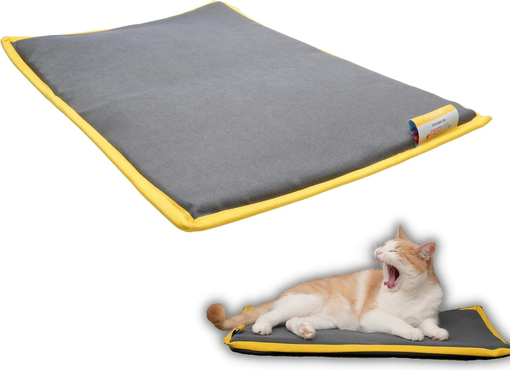 pawdaz Cooling Heating Mat for Cat & Dog Small Medium Pet (16x24), 5 Layers Microwave Water Repellent No-Electric Thermal Pad Washable Non Slip Durable Solid Warming Gel Bed (Anthracite)