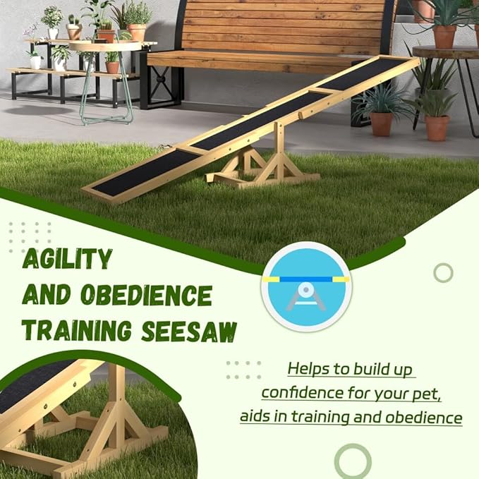 71" Dog Agility Seesaw Outdoor for Training and Exercise, Wooden Platform Dog - Image 4